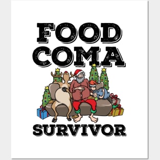 Foodie Gifts Santa Claus Food Coma Funny Christmas Pun Posters and Art